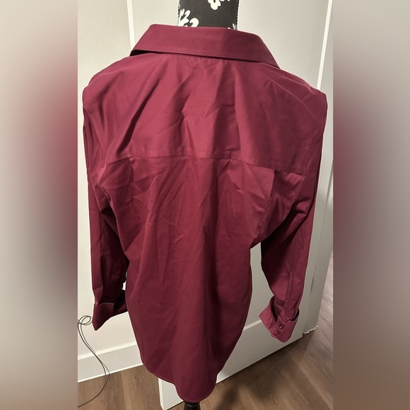 Chico's Maroon Red No Iron Stretch Button-Down Shirt - Picture 7 of 15